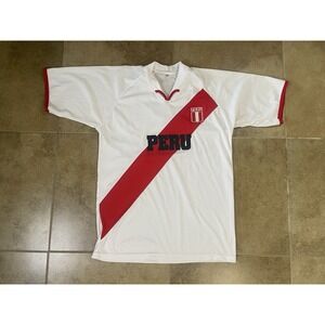 Mens Sz XL Peru National Soccer Team Jersey 90s White & Red FPF Futbol